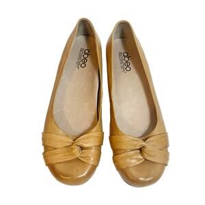 Abeo Terrie BIO System Tan Leather Knotted Flats Shoes Arch Support Size 9.5 N
